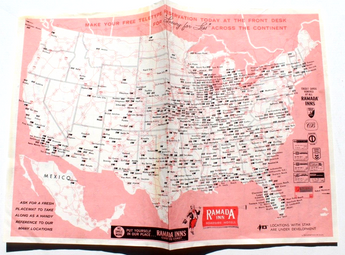 Vintage Ramada Inn Roadside Hotel Restaurant Map Table Place Mat