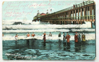 Vtg 1910 Pleasure Pier At Long Beach California Postcard (5 of 1000)