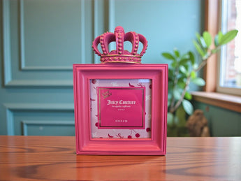 New Dark Pink / Gold Juicy Couture Crown Hollywood Regency Picture Frame 4x4