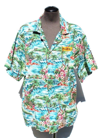 Vintage Krazy Klothes Hawaiian Beach Tropical Retro BUTTON Collar SHIRT L/XL
