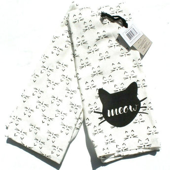 Set Of 2 Modern Meow CATS Black & White 100% Cotton Kitchen Towel 28" X 16"