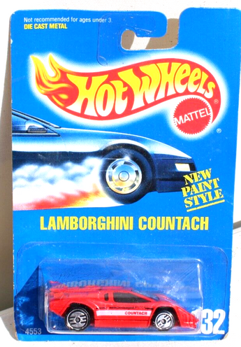 Vtg Sealed Mattel Hot Wheels Diecast Toy Car 1991 Lamborghini Countach #232