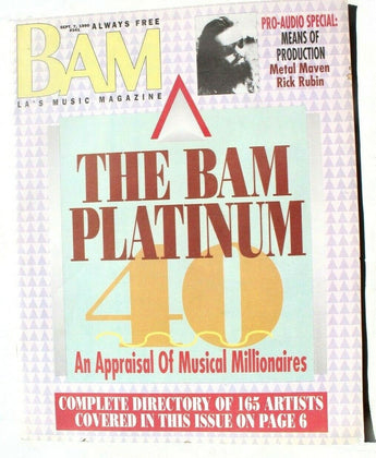 Vtg BAM LA's Music Magazine - September 7, 1990 Vol. 16 No. 8 The Bam Platinum