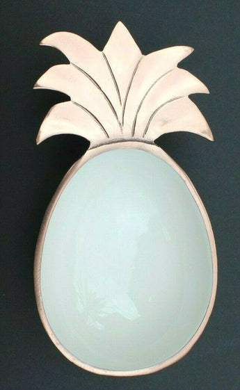 New Copper White Porcelain Lined Pineapple Dip Appetizer Serving Bowl Dish