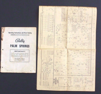 Vtg Arcade Game Owner's Manual / Schematic / Inserts Bally Palm Springs Pinball