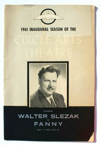 Vintage 1961 Circle Arts Theatre (Walter Slezak In Fanny) Magazine Booklet