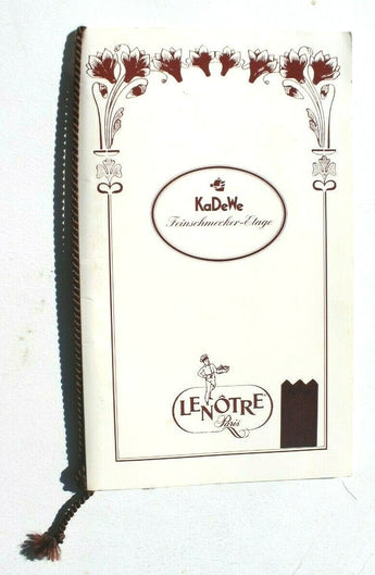 Vintage KaDeWe Feinschecker Stage Lenotre Paris Dinner Food Menu