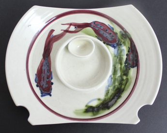Vintage Ceramic Japanese Fish Sushi Serving Dish w/ Soy Sauce & Wasabi