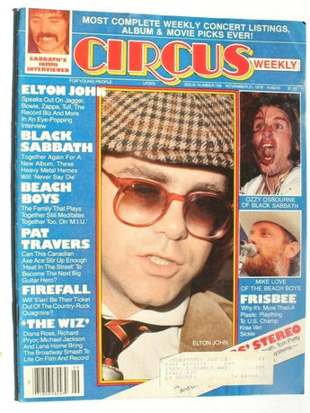 Vintage November 21, 1978 Circus Music Magazine - Elton John BLACK SABBATH