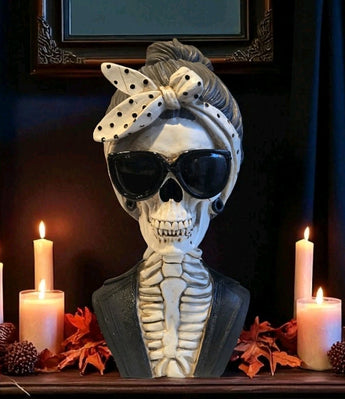 New Spooky Greaser Rocker Chola Skelton Halloween Decoration Statue Figurine