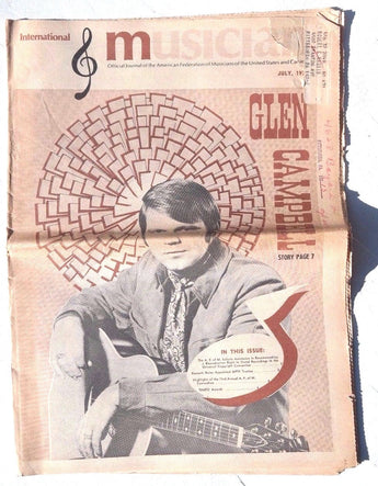 Vtg July 1970 INTERNATIONAL MUSICIAN Glen Campbell Federation Of Musicians Paper