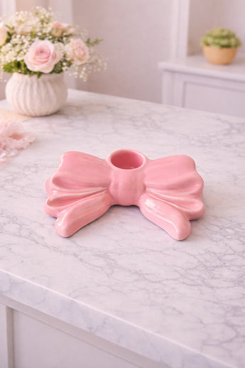 New Pink Bow Bowknot Bowtie Candlestick Holder Stand Wedding Brithday Decor