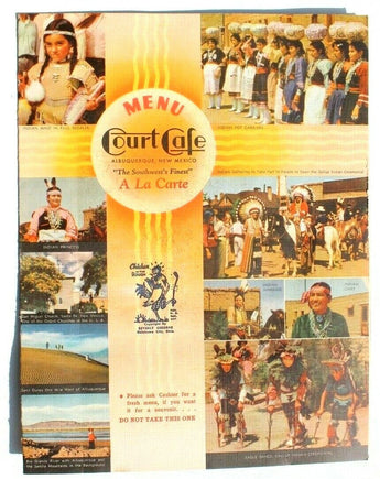 1940's Menu COURT CAFE Restaurant Albuquerque New Mexico Gallup Indian Ceremony