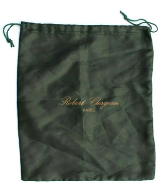 Robert Clergerie Paris Dark Green Satin Dust Bag Pouches Drawstring 12" x 14"