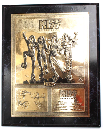 Vtg 1999 RARE Kiss Catalog Memorabilia Destroyer Golled Embosses Gold Plaque