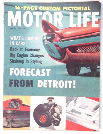 Vtg Hot Rat Rod Car Magazine - August 1958 MOTOR LIFE (Forecast From Detroit)