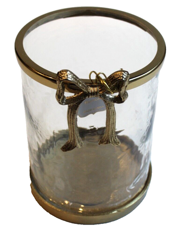 New Hammered Glass Metal Gold Bow ICE BUCKET CONTAINER Flower Vase Container