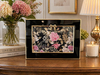 New Elegant Black Gold Floral Picture Frame 6x4 Photo Frame Bow W/ Home Decor