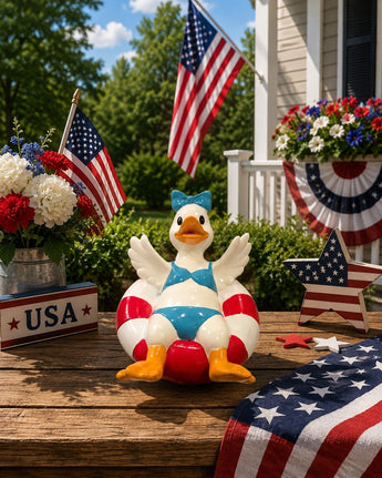 New Duck Float Figurine Blue Bikini Beach Summer Decor Red White Float Statue
