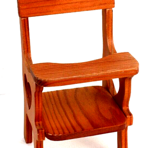 Vintage Robert Raikes Nursery Miniature High Chair Bear Brown Wooden Furniture
