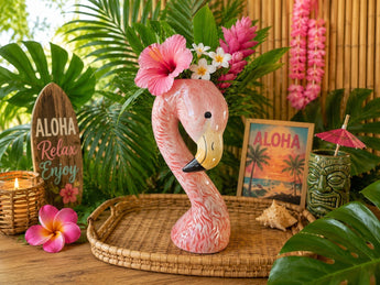 New Pink Tropical Pink Flamingo Head Decorative Flower Table Vase Room Decor