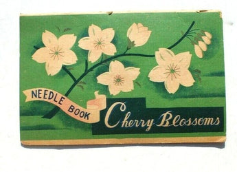 Antique Vtg Needle Book Sample Case Advertising of Cherry Blossoms