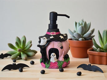 New Pink Pumpkin Spooky House Halloween Soap Dispenser Spooky Decoration