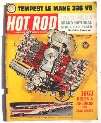 Vtg Hot Rat Rod Car Magazine - February 1963 HOT ROD (Rules For Drag Racing)