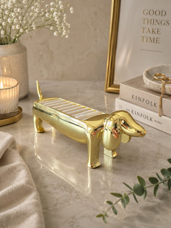 New Gold Umbra Chrome Dachshund Dog Ring Holder Jewelry Boxes Organizers