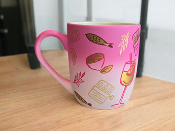 New Pink & Gold Sardines LEMON Cocktail Soft Touch Coffee Mug Gift