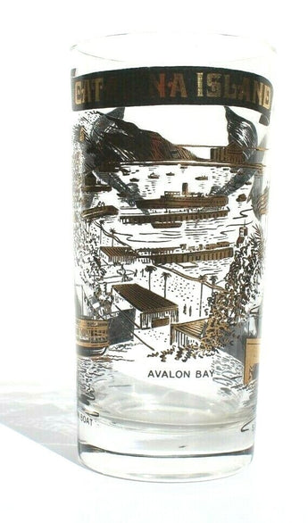 Vintage Gold / Black Catalina Island SOUVENIR Glass Tumbler Cup