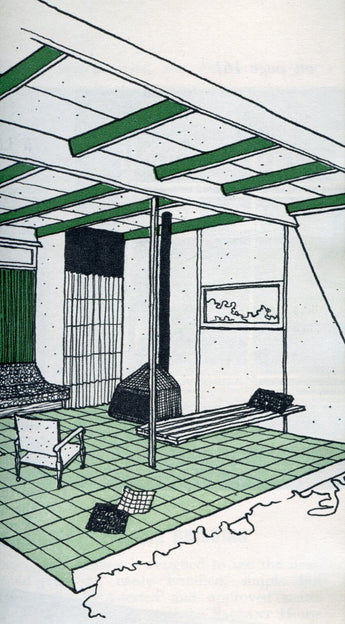 Vtg 1950s MCM Drawing Of Living Room Specs Architecture Architect Photo #2737