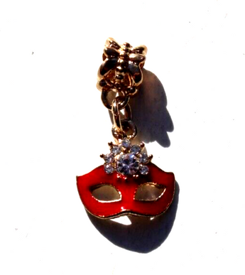 NEW Red / Gold Masquerade Mask Necklace Bracelet Charm Jewelry