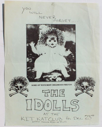 Vtg 1980s The Idols "Childhood Friend" Kit Katclub Punk Rock Concert Flyer CA