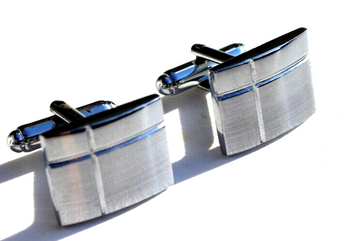 New SILVER RETRO MCM Square Men's CUFFLINKS