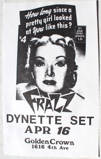 Vtg Orig 1990s 1980s Frazz Dynette Set Band Promo PUNK Rock Concert POSTER Flyer