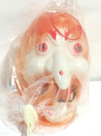 Vtg 1960s SHRUNKEN HEAD WITCH CAR MIRROR Hot Rod HANGER Halloween Sealed