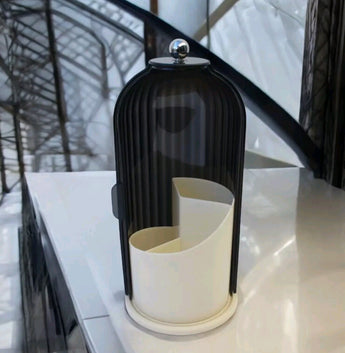 New MCM Retro Art Deco Black Rotating Makeup Organizer Carousel Vanity