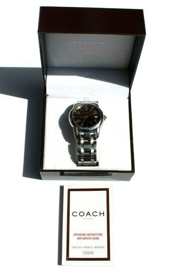 COACH SILVER / BROWN WOMENS SIGNATURE WATCH 0256 - Excellent W/ Box