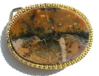 Vtg Hand Made South Western Belt Buckle (Agate Stone Geode Gemstone) #25