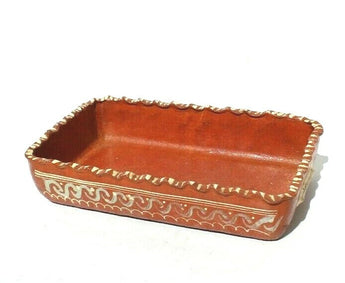 Vintage Hand Made Brown Pottery Casserole Dish