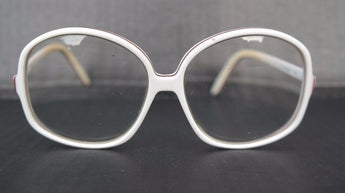 Vtg SAFILO WHITE & RED STRIPPED Unisex RETRO Hipster BIG Lens Eyeglasses Frames