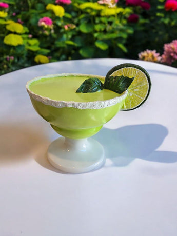 New Wood Green LRG Margarita Glass Drink Bar Beverage Cocktail Figure Sculpture