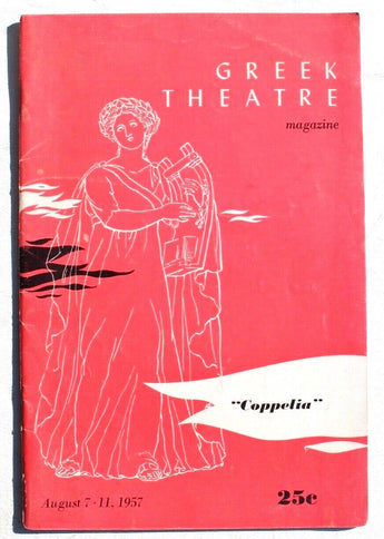 Vintage August 7-11 1957 Greek Theatre Magazine - History Of Coppelia