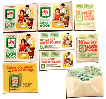 Vintage S&H Quick Saver Book Green Stamp Books & Stamps Lot