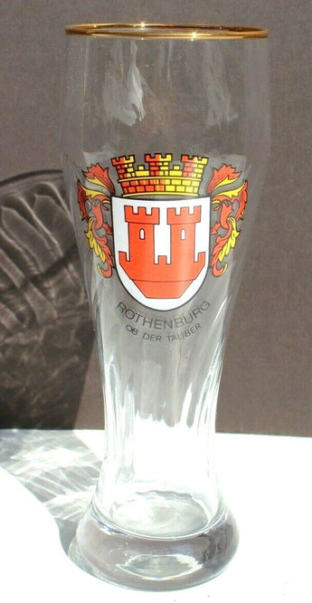 Vintage German ROTHENBURG Beer Glass (Tumbler) Cup W/ Gold Rim 9 12/" Tall