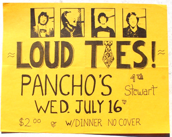 Vtg Orig 1990s Loud Ties Pancho's Set Band Promo PUNK Rock Concert POSTER Flyer