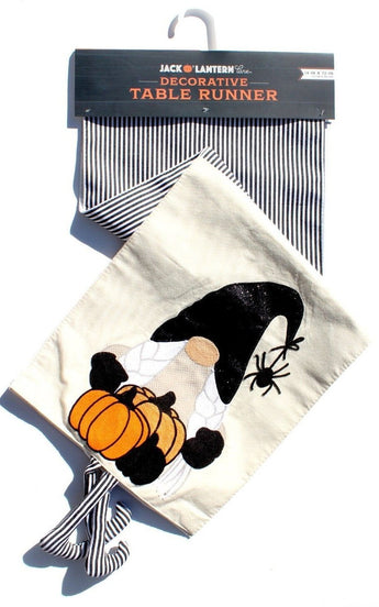 Jack O Lantern Lane Gnome W/ Legs Halloween Decorative Table Runner 14in x 72in
