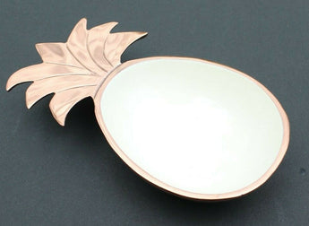 New Copper Porcelain Lined Pineapple Dip Appetizer Serving Bowl Dish 8" X 15"