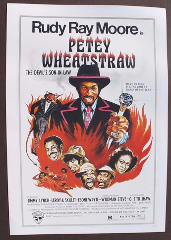 Vtg PETEY WHEATSTRAW 1977 Rudy Ray Moore Movie Poster 18" X 12 1/2"